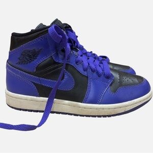 Nike Air Jordan 1 Sz 6 Shoes High-top Basketball Sneakers Purple Black